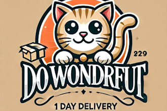 do wonderful make cat mascot logo design for 1 day delivery