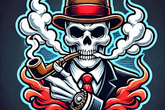 do skull smoke cannabis mascot logo design with business