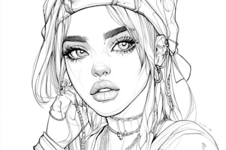 draw tattoo illustration anime style in lines