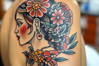 make a custom american traditional tattoo design for you