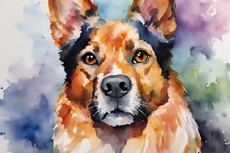 paint a watercolor portrait of your dog cat and other