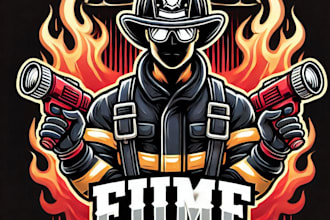 do awesome style for firefighter mascot logo design service with 1 day delivery