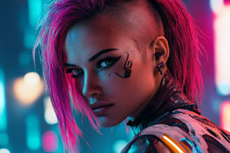 draw cyberpunk anime style illustration or fan art