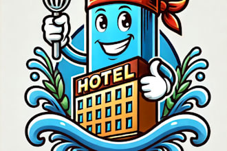 do make water juss for hotel mascot logo design service with 1 day delivery