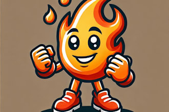 do make cartoon character fire flame mascot logo design with unlimited review