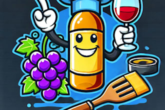 do make wine bottle grapes clipart mascot logo design with 1 day delivery