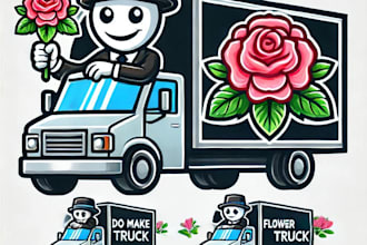 do make flower truck mascot logo design with unlimited review