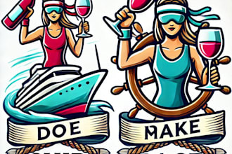 do make ship race wine girls style unique mascot logo design
