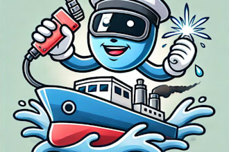 do make welder ship water mascot logo design