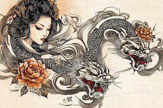 create japanese or oriental tattoo design for you