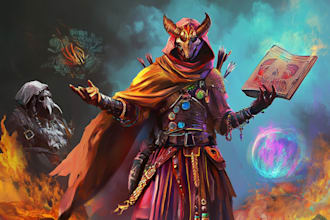 paint a character illustration in a fantasy world