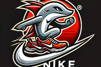 do modern nike brand shoe mascot logo design with you company