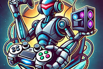 do make computer gaming robot with mascot logo design service