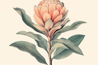 create a botanical watercolor illustration, floral drawing
