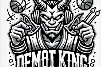 do make demon sport king mascot logo design with 1 day delivery