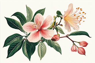 draw botanical illustrations of flowers, plants and fruits