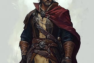 draw a dnd character art and dnd party illustration