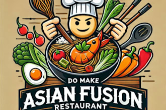 do make asian fusion restaurant mascot logo design with your company