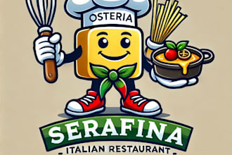 do make serafina italian restaurant osteria mascot logo design