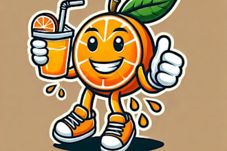 do orange flavor juss mascot logo design with your company