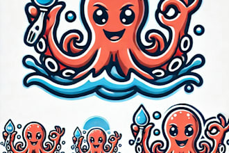 do make octopas water style mascot logo design