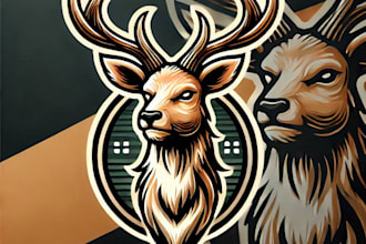 make wonderful deer head mascot logo design with fastest delivery