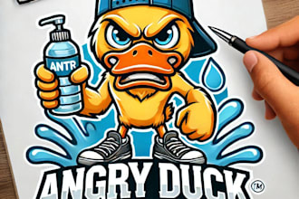 do amazing duck water mascot logo design with 1 day delivery