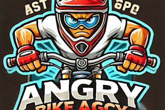 do awesome bike race champion mascot logo design with 1 day delivery