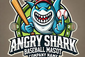 do make amazing shark baseball mascot logo design for unlimited review