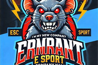 do make kungfu rat e sport mascot logo design for 1 day delivery