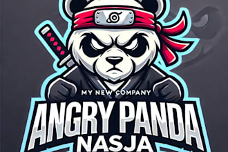 do wonderful panda ninja mascot logo design with unlimited review