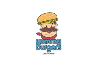 design a modern character burger food brand logo
