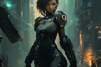 maka a sci fi character and sci fi art