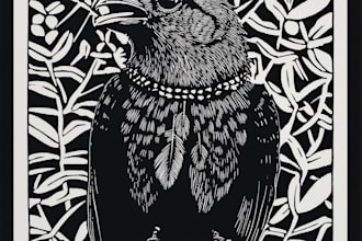 create a portrait of your pet with linocut