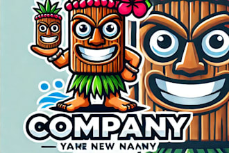 do awesome funny hawaiian tiki mascot logo design with express delivery