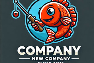do wonderful fish mascot logo design with company