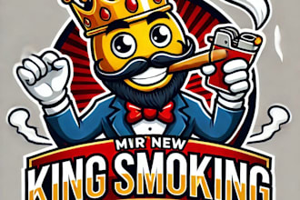 do wonderful king smoking mascot logo design with 24 hours