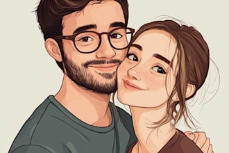 make  couple portrait for wedding illustration