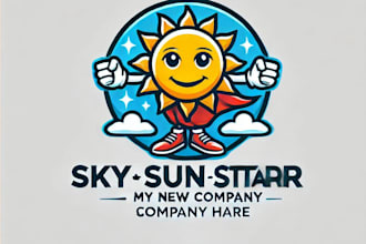 do amazing sky sun star mascot logo design with 1 day delivery