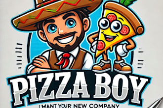 do make pizza delivery boy hotels mascot logo design with your company