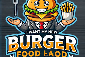 do make burger food  delivery home girls mascot logo design