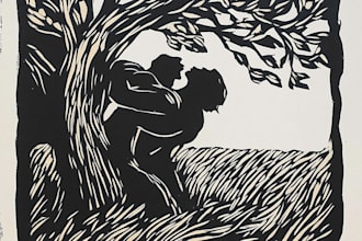 make engraving black and white linocut illustration
