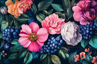 draw botanical illustrations of flowers, fruits and plants