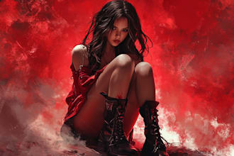 make a fantasy horror character art and illustration