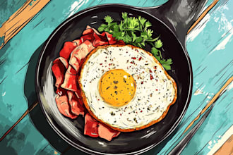 create a illustration of food pop art