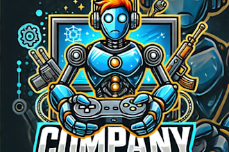 do wonderful computer gaming robot mascot logo design with 1 day delivery
