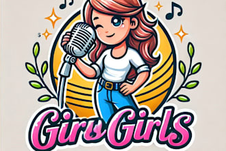 do wonderful girls singer mascot logo design with 1 day delivery