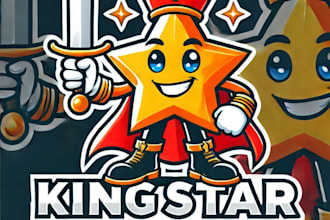 do make king star mascot logo design with express delivery
