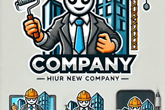 do awesome building mascot logo design with company
