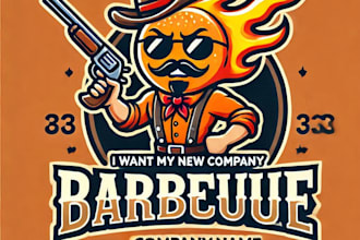 do awesome barbecue e sport mascot logo with 1 day delivery